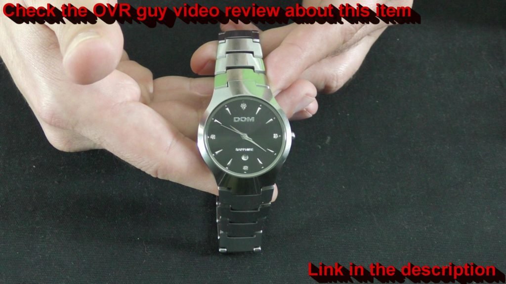 Close-up of the DOM W-698 luxury quartz wristwatch presented by the OVR Guy