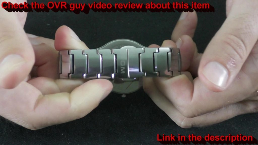 Close-up of the DOM W-698 wristwatch metal strap and clasp