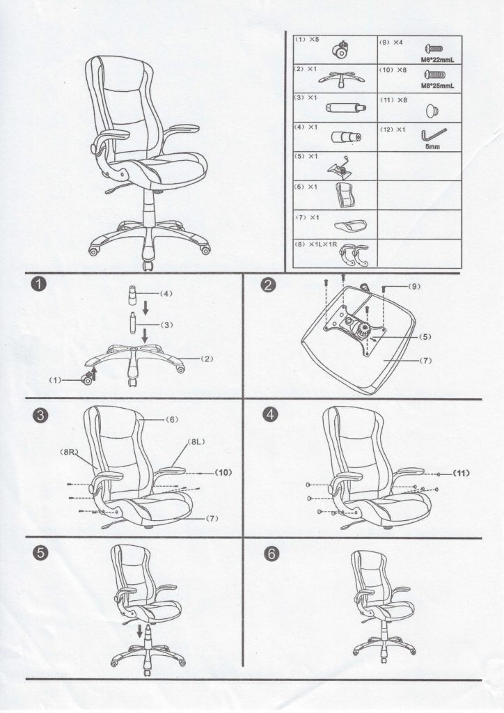 HOMY CASA PU Leather Office Chair User Manual