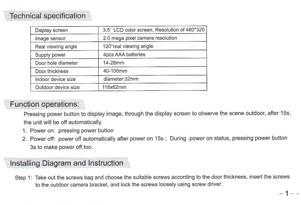 Digital Door Viewer Review - User Manual (Page 2/5)