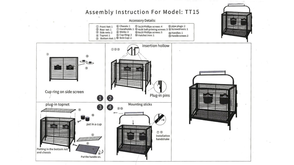 Bird-Travel-Cage-Model-TT15-User-Manual