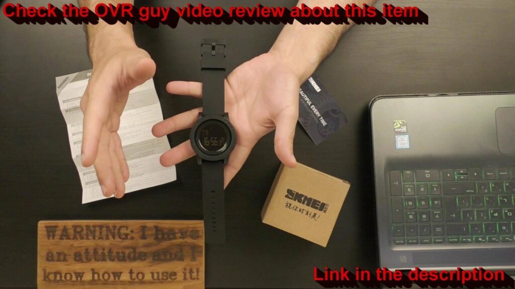 OVR Guy presenting the SKMEI 1142 digital wristwatch during the review.