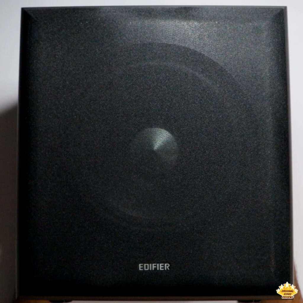 Front view of Edifier T5 Subwoofer with fabric grille – featured in OVR review