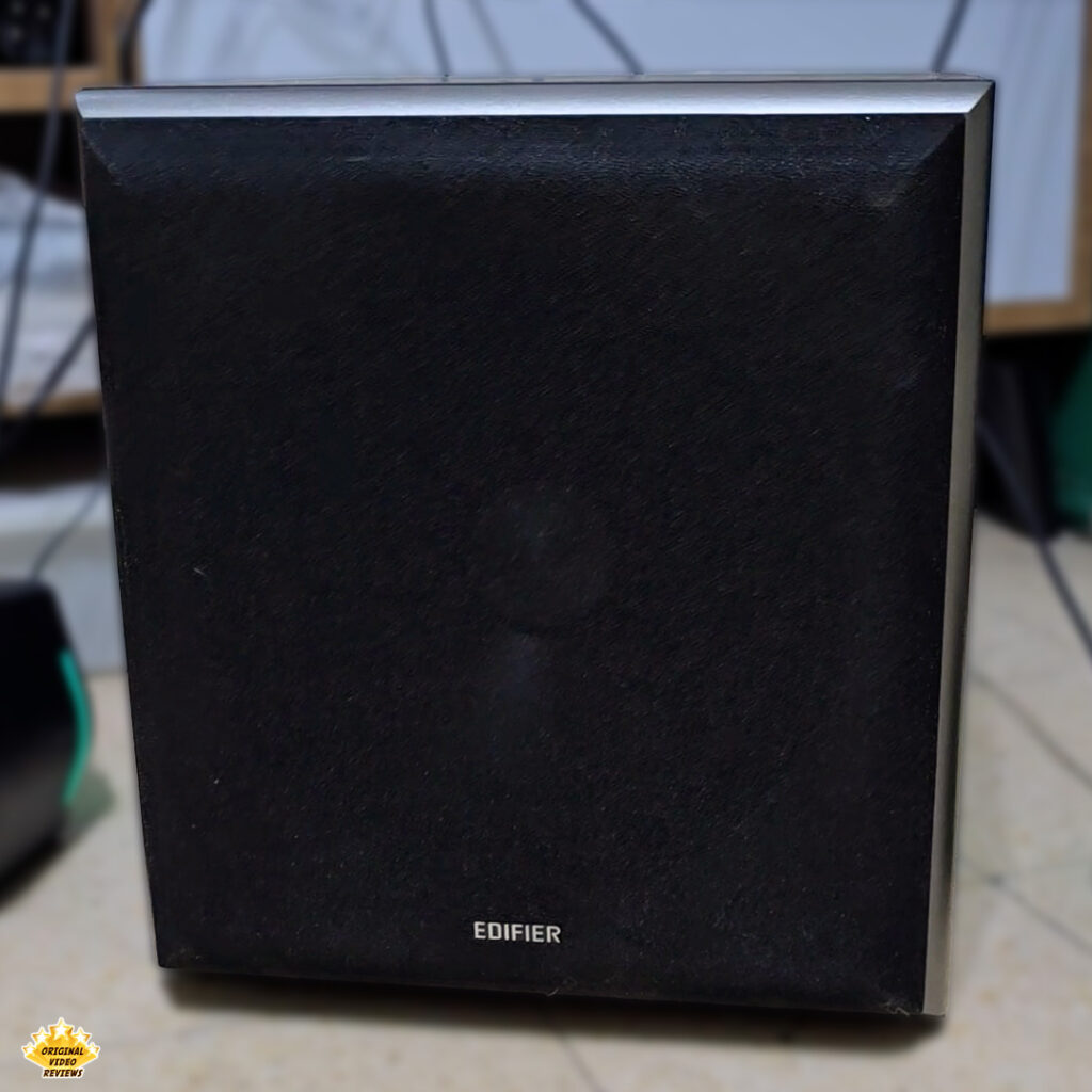 Front view of the Edifier T5 subwoofer with grille cover – OVR review