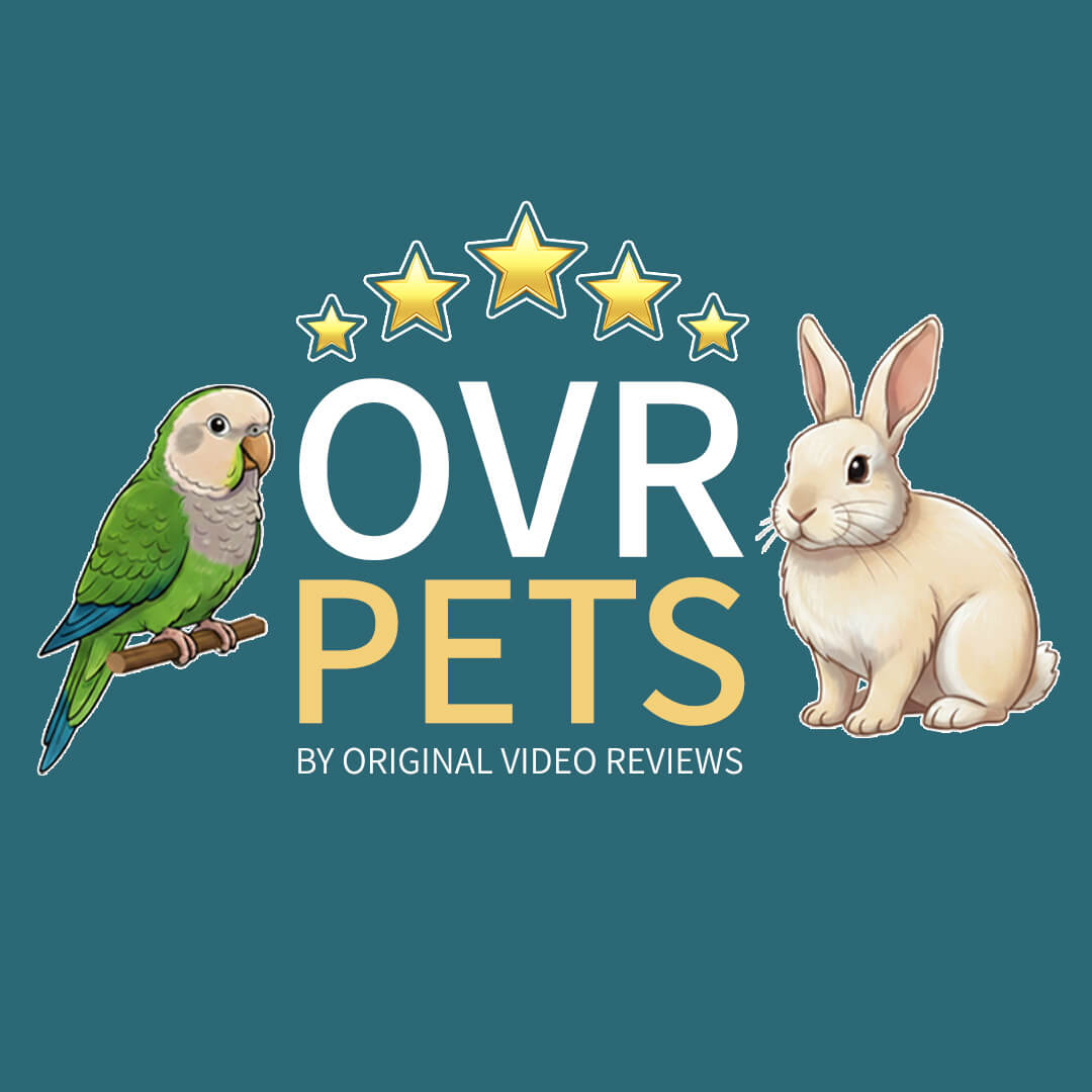OVR Pets logo featuring OVR Bird (Quaker Parrot) and OVR Bunny (Argenté Crème Rabbit) - by Original Video Reviews