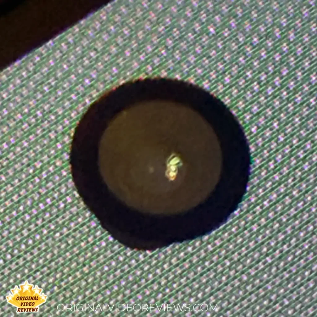 Samsung Galaxy S26 Ultra review - extreme close-up of the front camera's outer ring, showing individual dead/stuck pixels