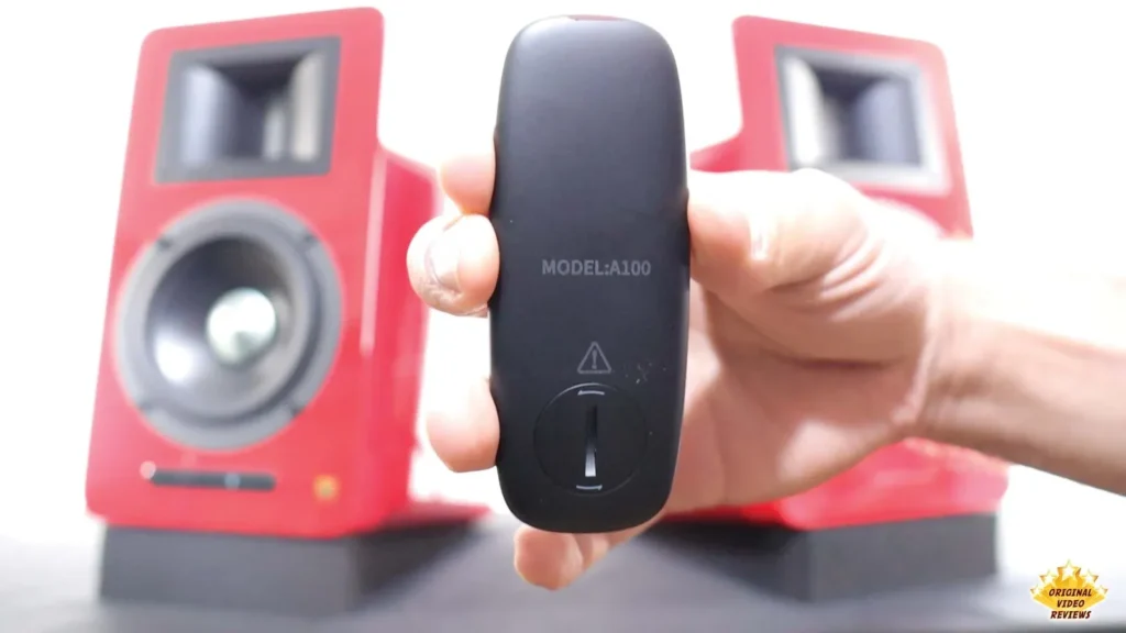 Back of the AIRPULSE A100 remote control showing the model label