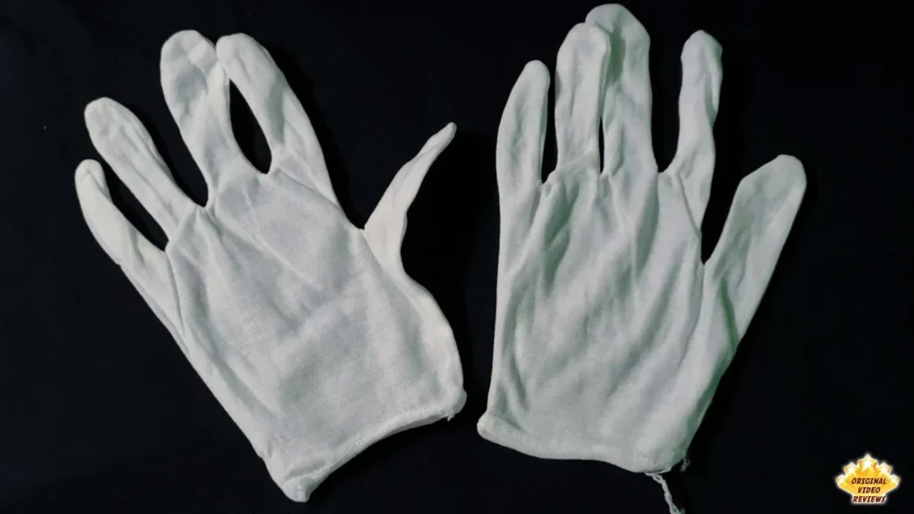 Pair of thin gray gloves included with the AIRPULSE A100