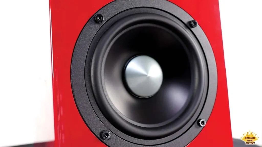 Front view of the aluminum cone woofer of the AIRPULSE A100