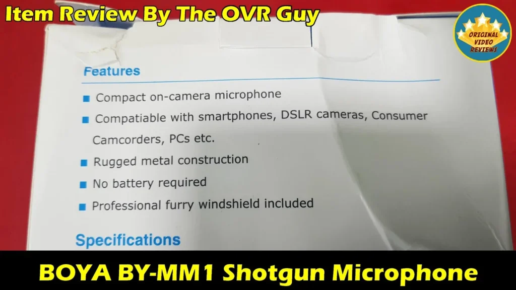 Features printed on the BOYA BY-MM1 box