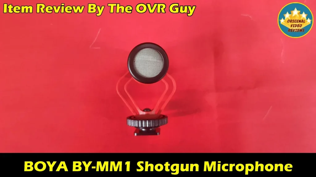Front view of the BOYA BY-MM1 on its shock mount