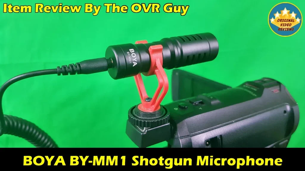Side view of the BOYA BY-MM1 mounted on a camcorder