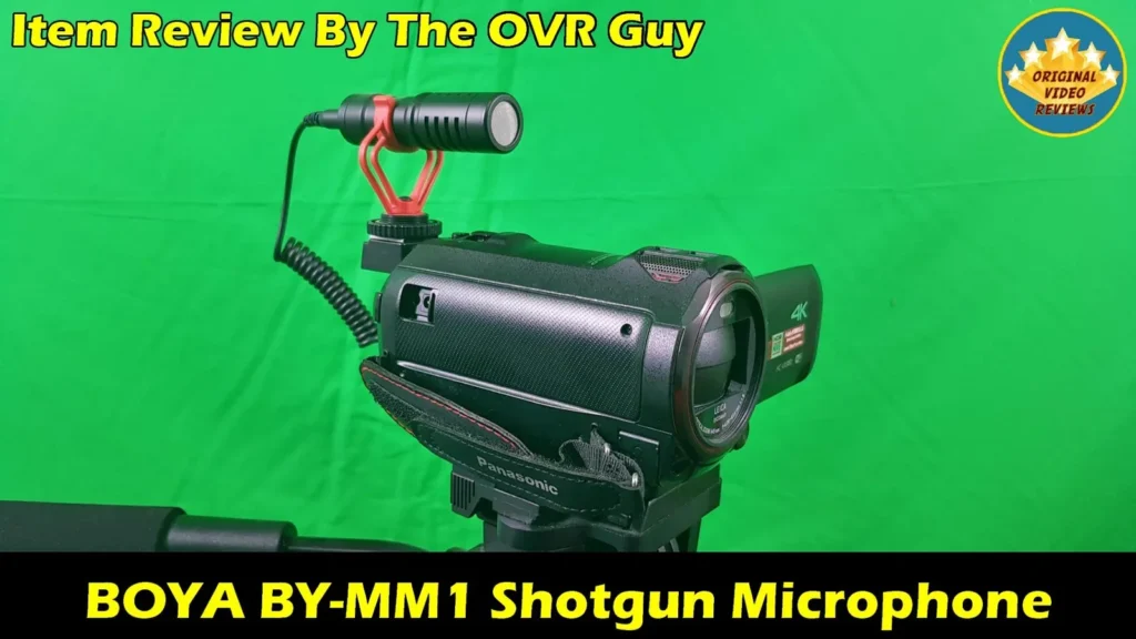 Wide view of the BOYA BY-MM1 mounted on a camcorder